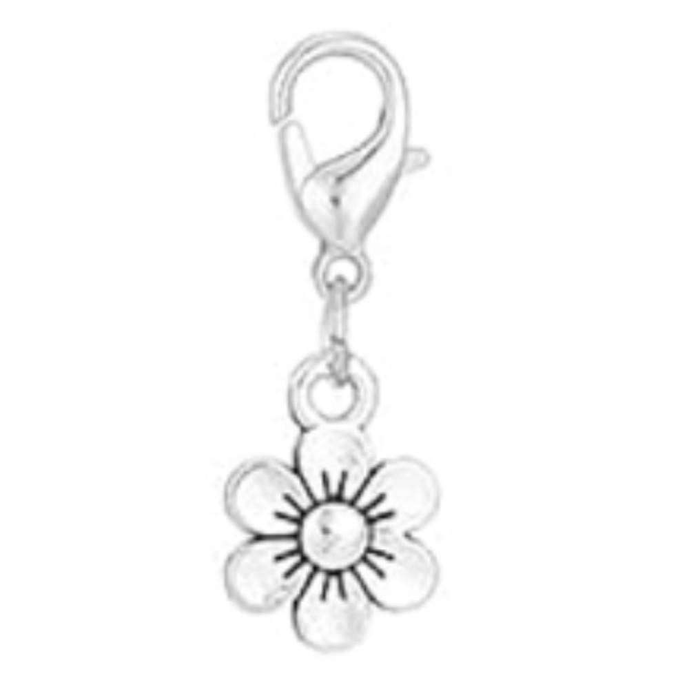 💐NEW Silver Flower Mini Bag Charm/ Zipper Pull Charm/ Keychain